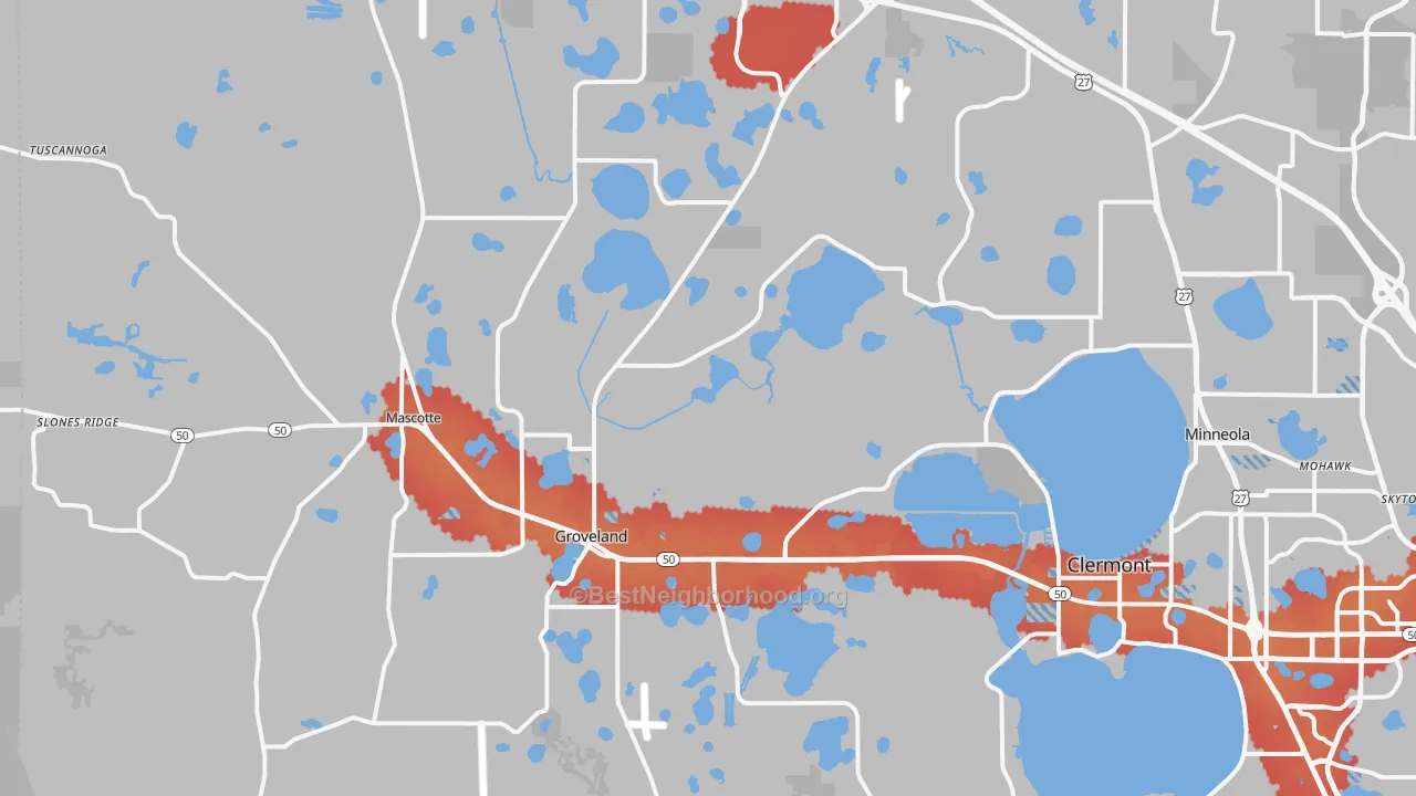 Transit Grade map of Groveland, FL