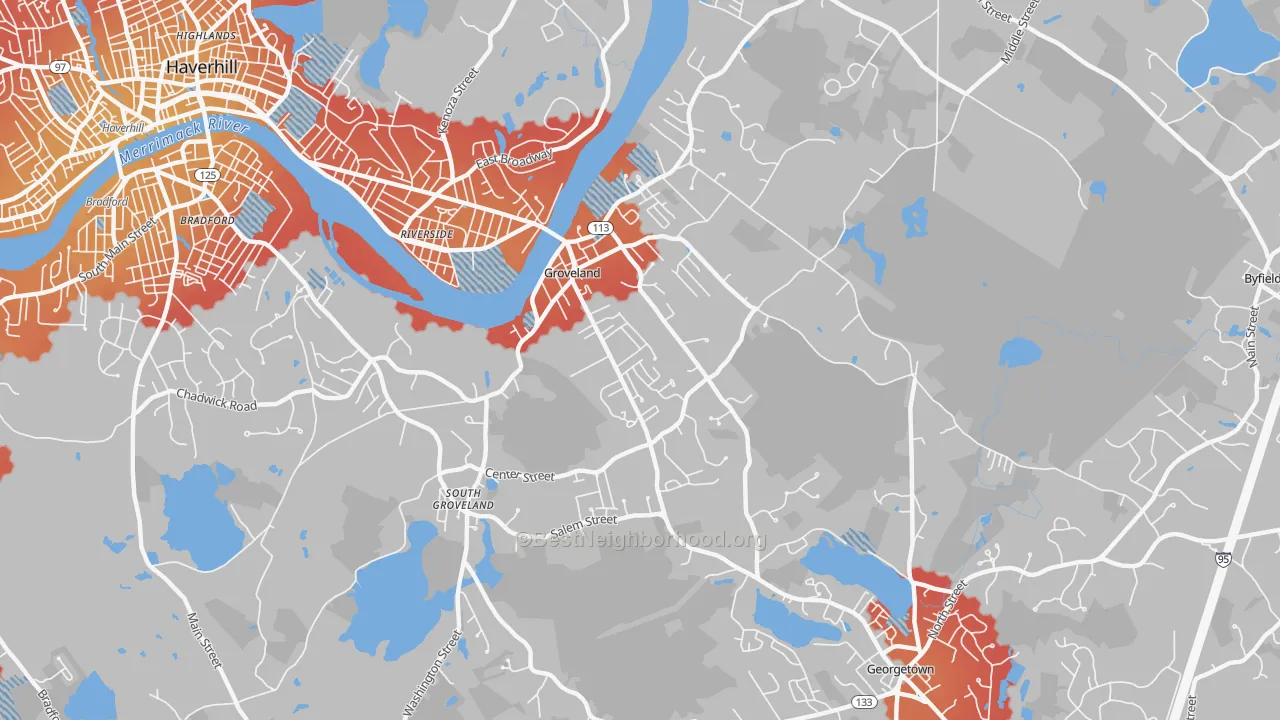 Transit Grade map of Groveland, MA