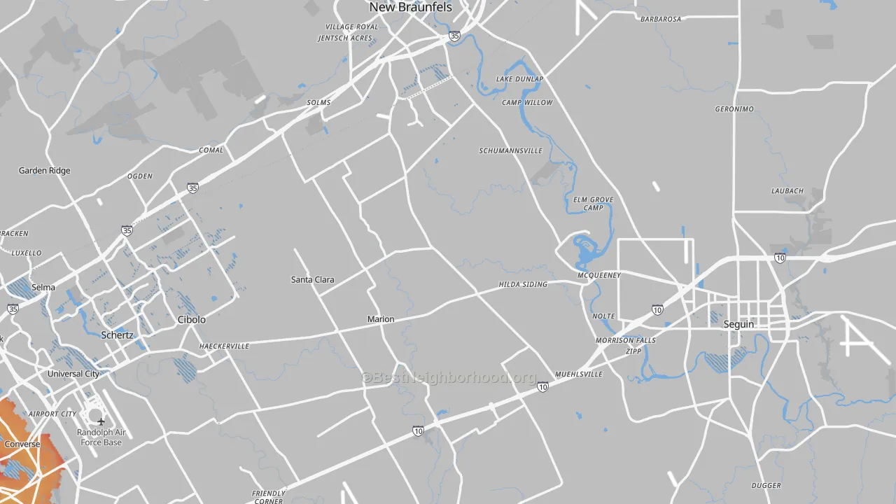 Transit Grade map of Guadalupe County, TX