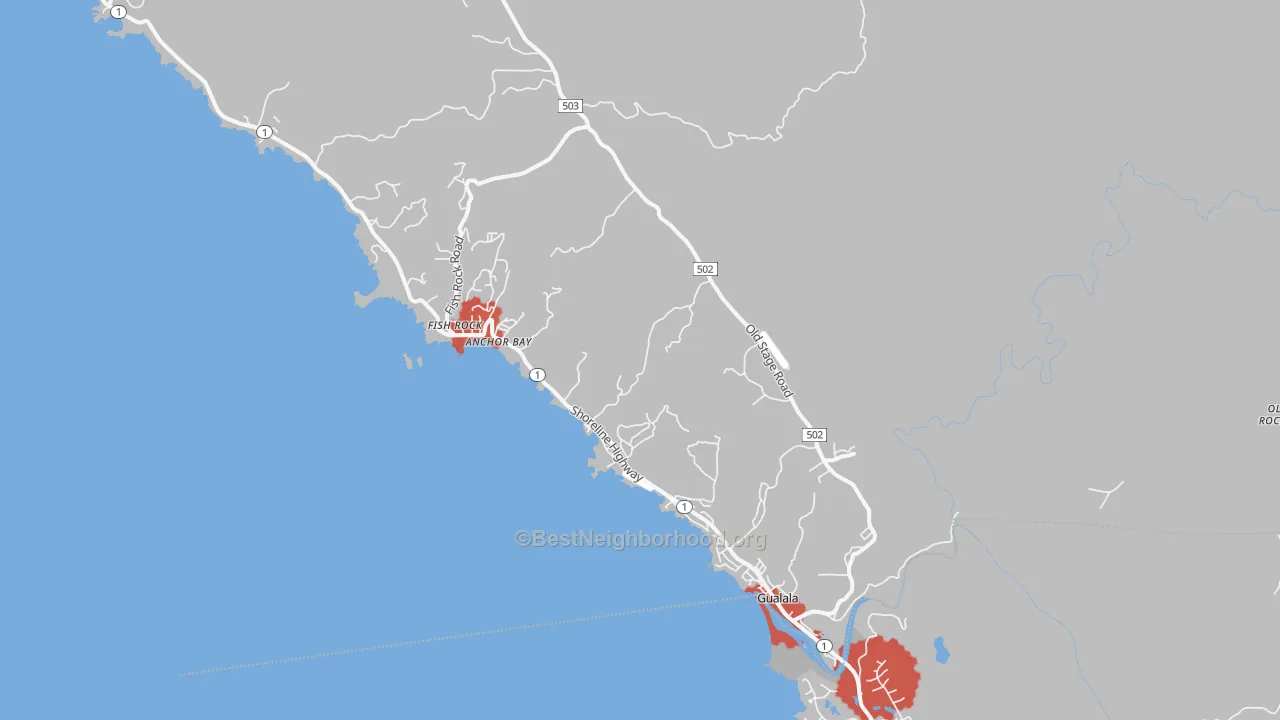 Transit Grade map of Gualala, CA