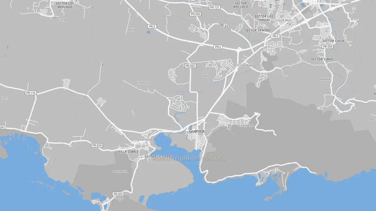 Transit Grade map of Guanica Municipio, PR