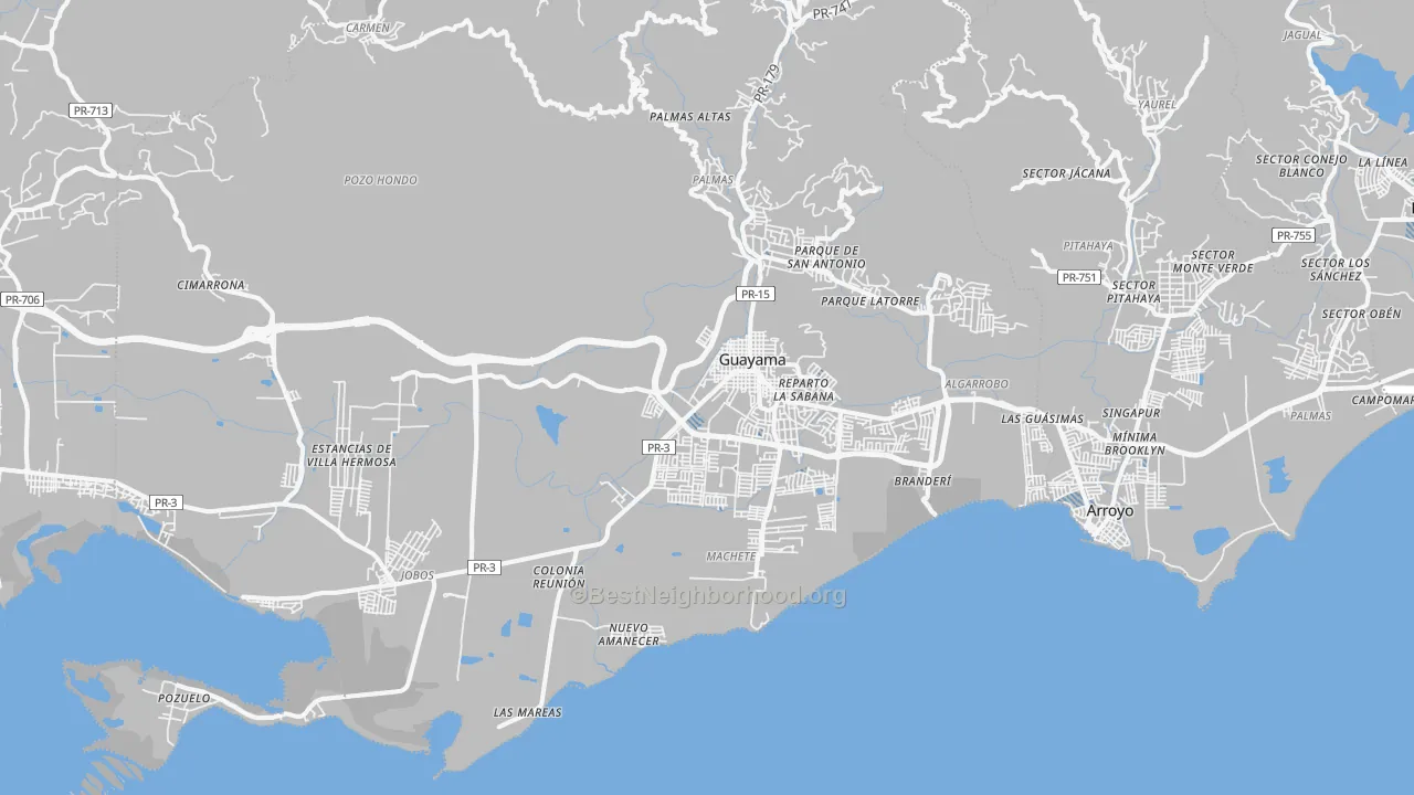 Transit Grade map of Guayama Municipio, PR