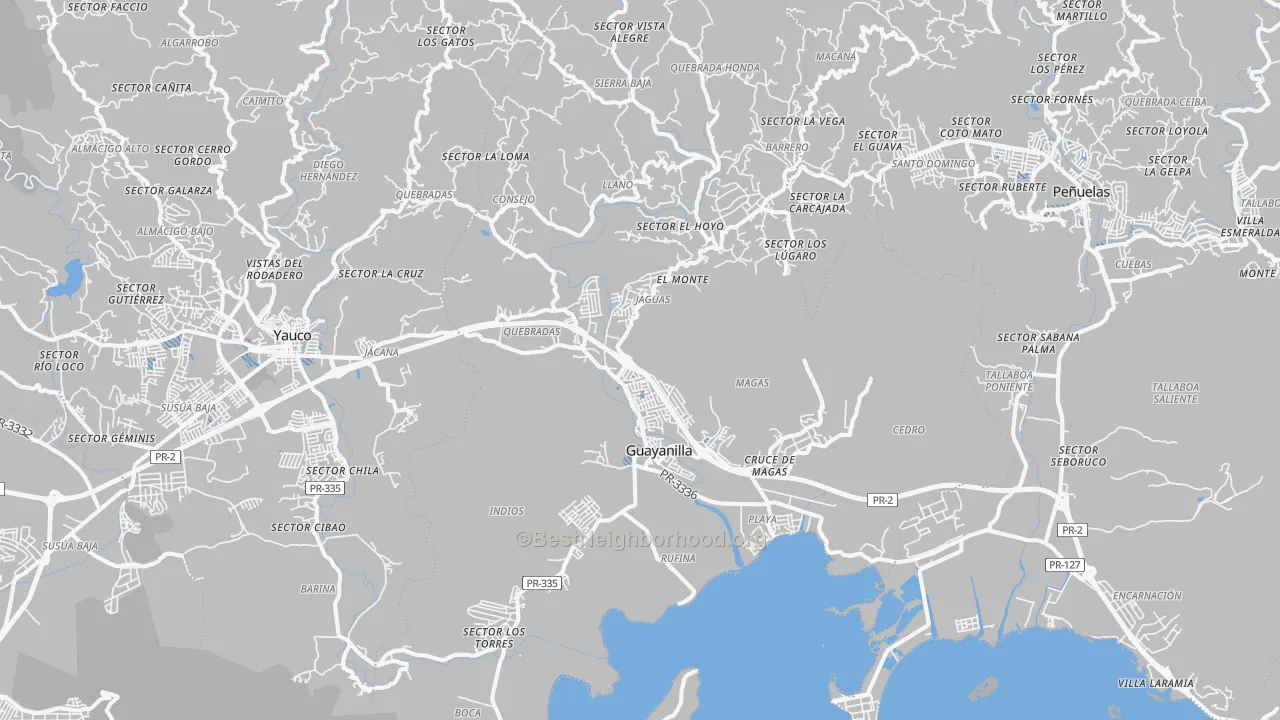 Transit Grade map of Guayanilla Municipio, PR