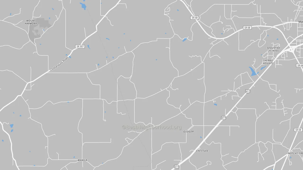 Transit Grade map of Gudger, TN