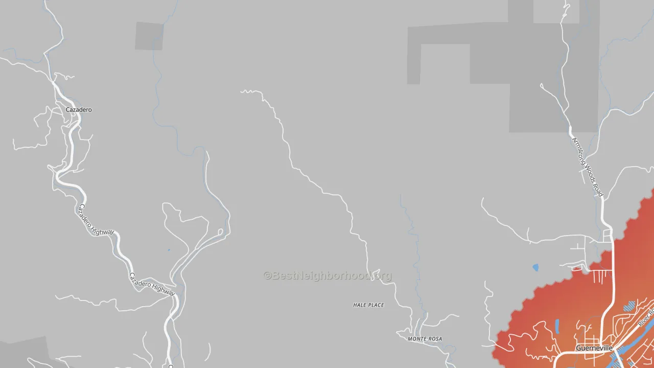 Transit Grade map of Guernewood Park, CA
