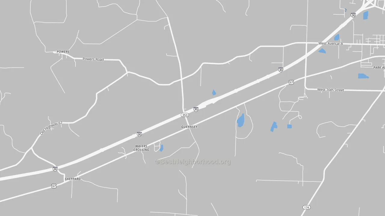 Transit Grade map of Guernsey, AR