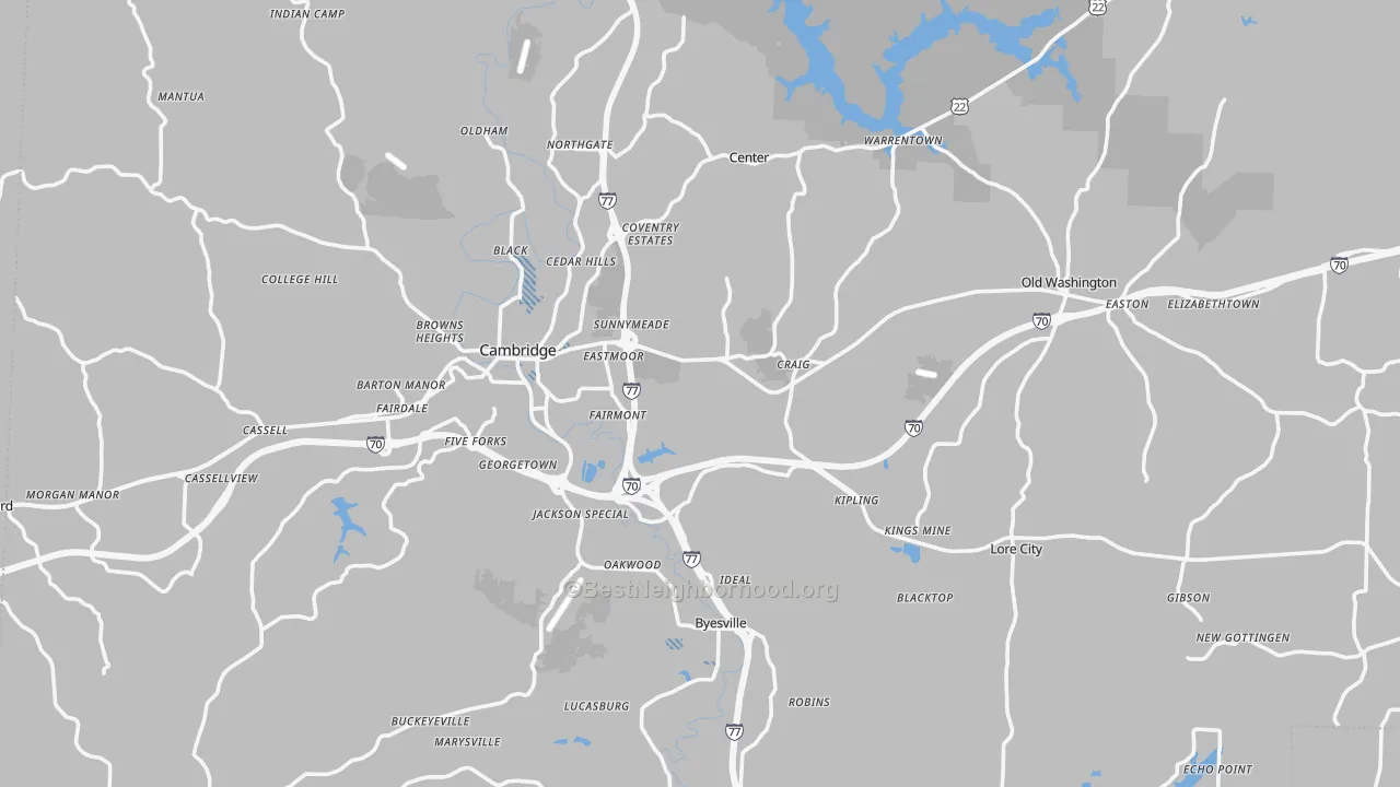 Transit Grade map of Guernsey County, OH