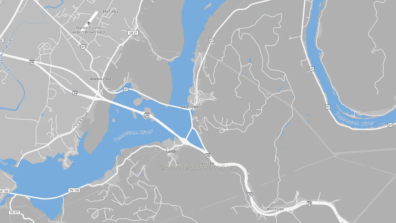 Transit Grade map of Guild, TN