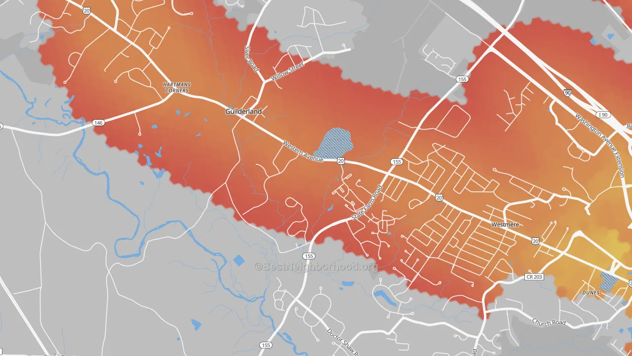 Transit Grade map of Guilderland, NY