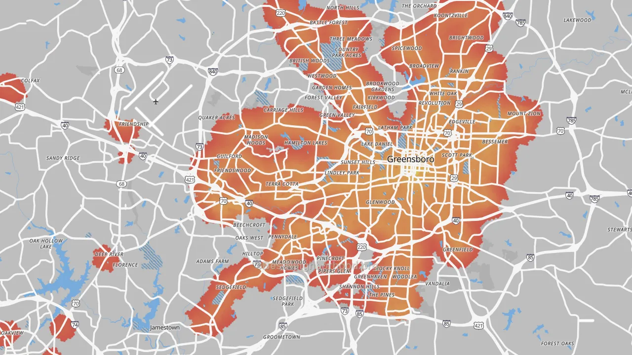 Transit Grade map of Guilford County, NC