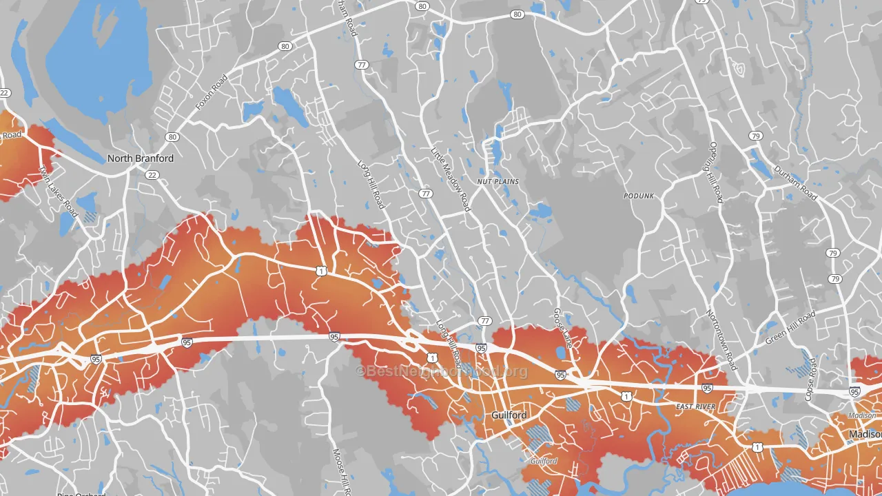Transit Grade map of Guilford, CT