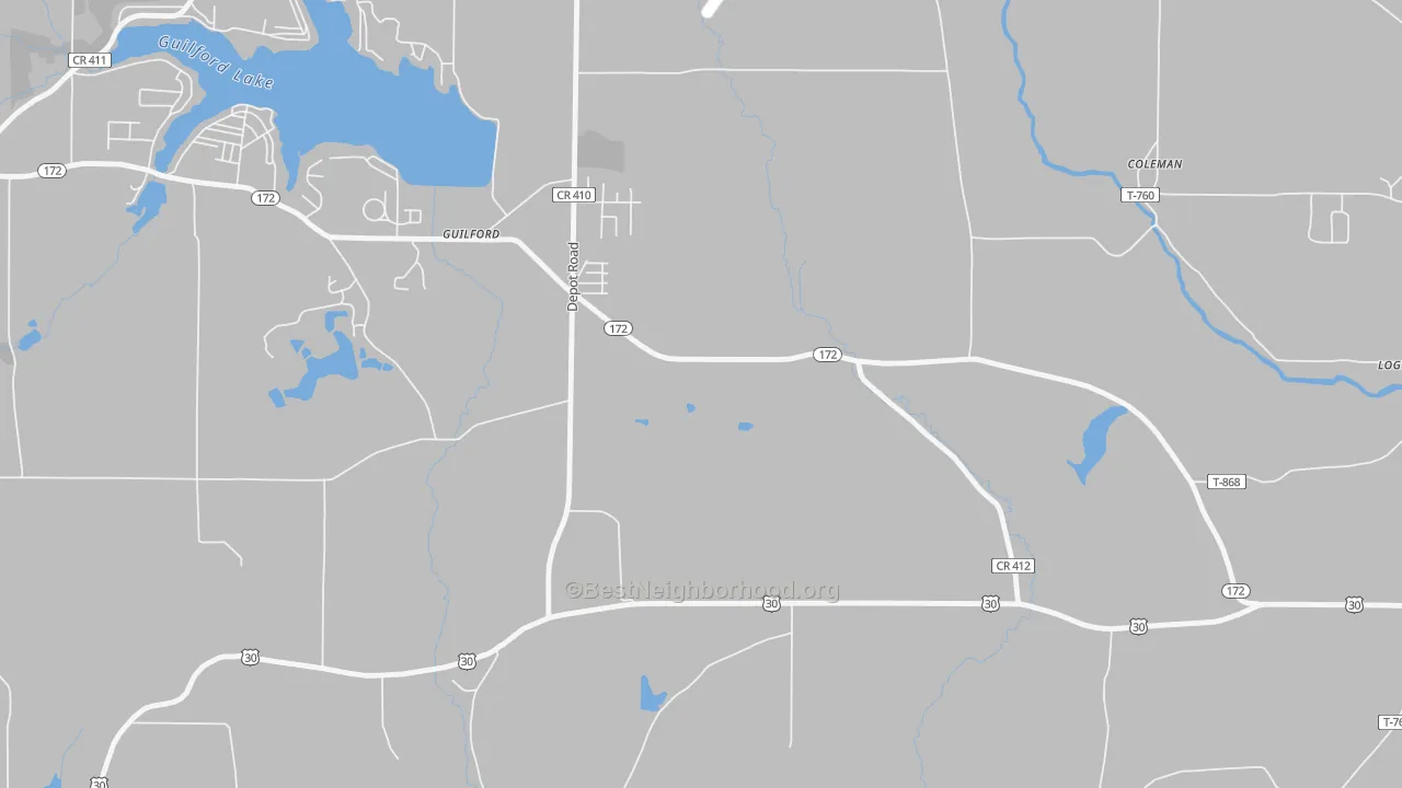 Transit Grade map of Guilford, OH