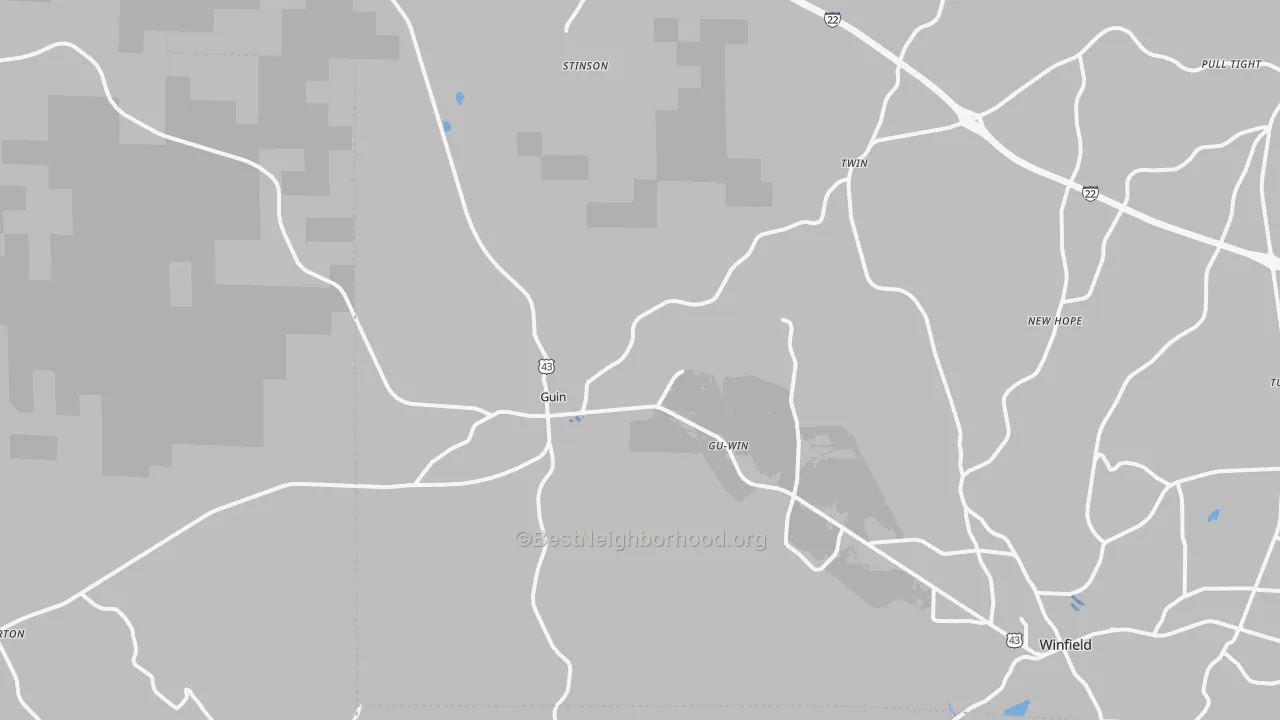 Transit Grade map of Guin, AL