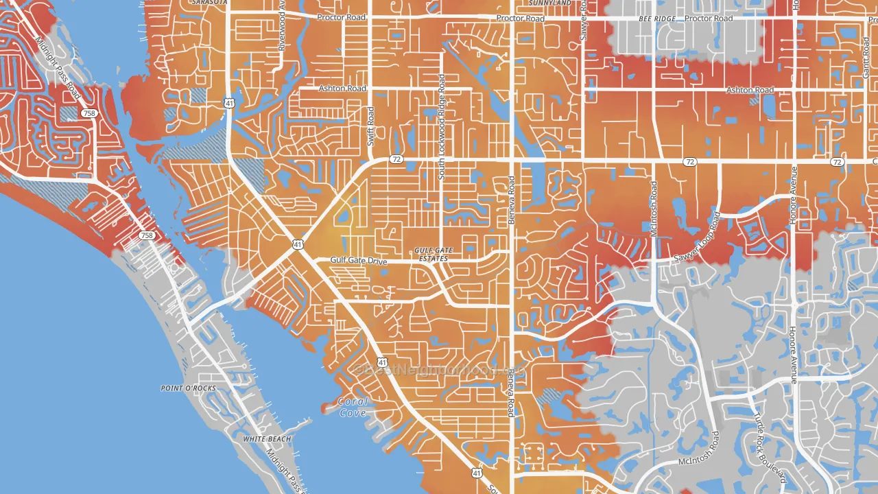 Transit Grade map of Gulf Gate Estates, FL