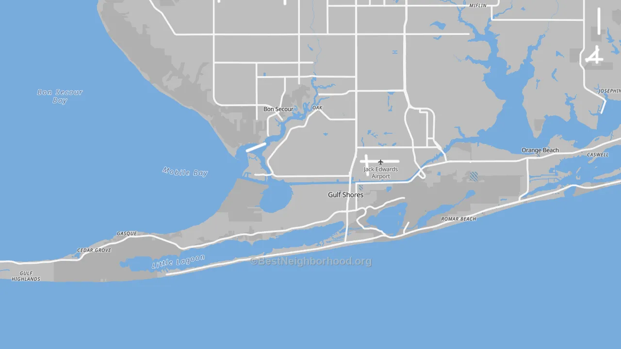 Transit Grade map of Gulf Shores, AL