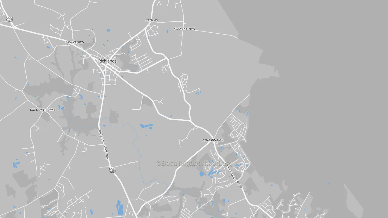 Transit Grade map of Gum Branch, NC