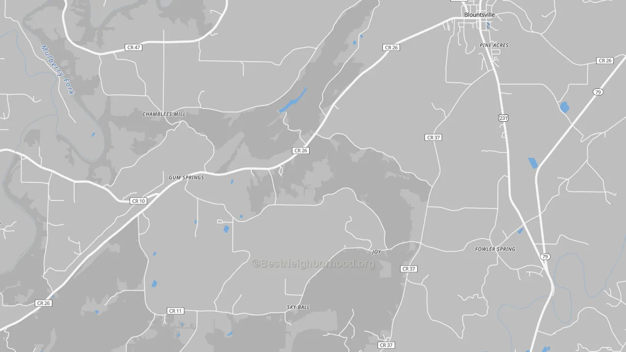 Transit Grade map of Gum Springs, AL
