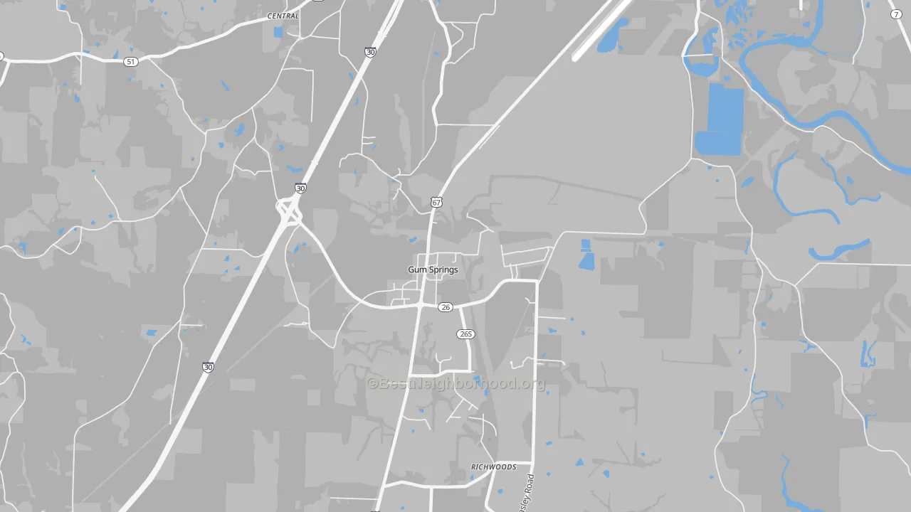 Transit Grade map of Gum Springs, AR
