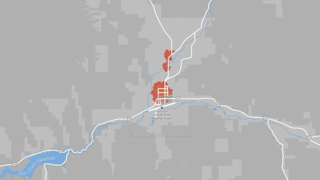 Transit Grade map of Gunnison, CO