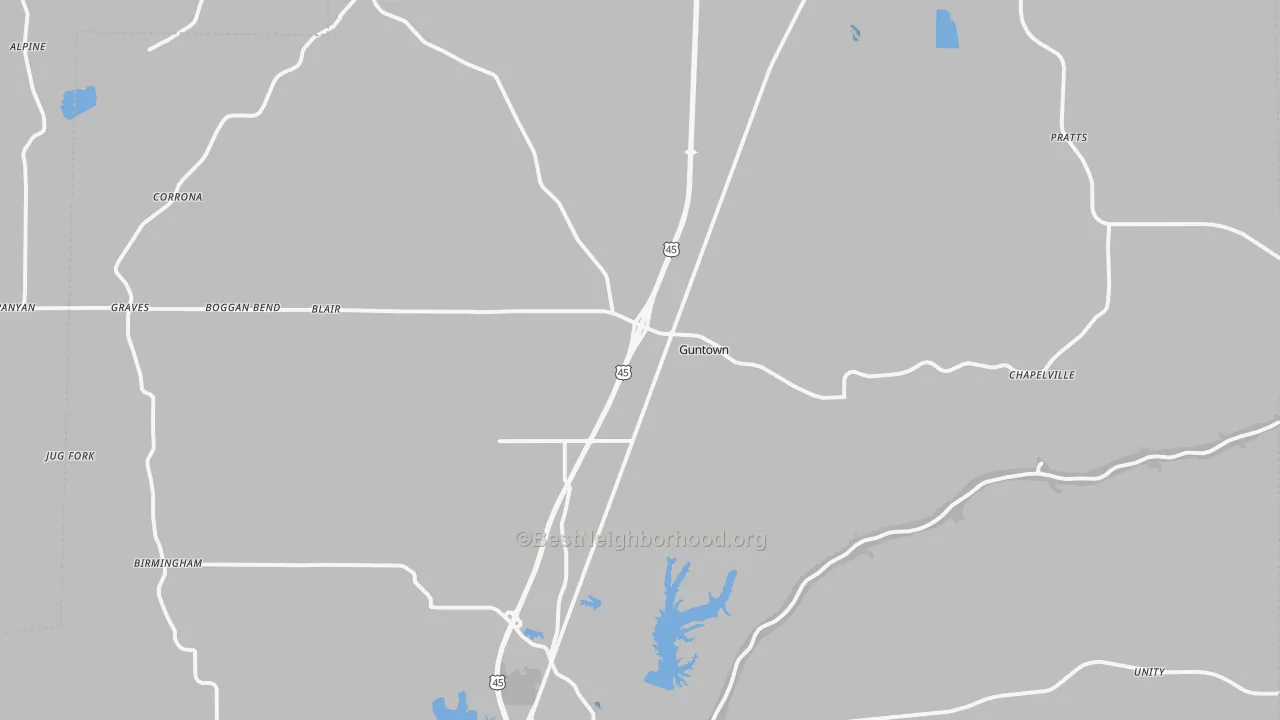 Transit Grade map of Guntown, MS