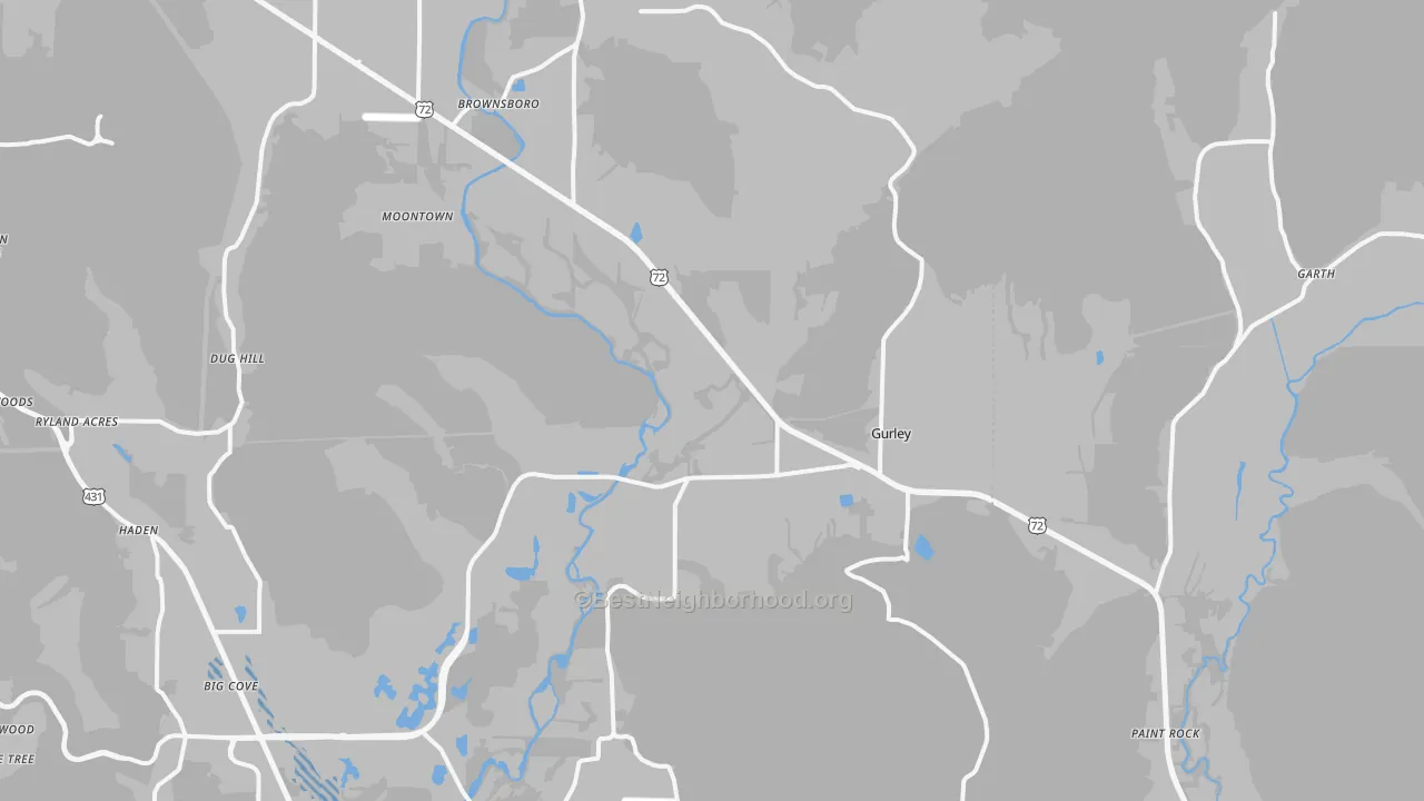 Transit Grade map of Gurley, AL