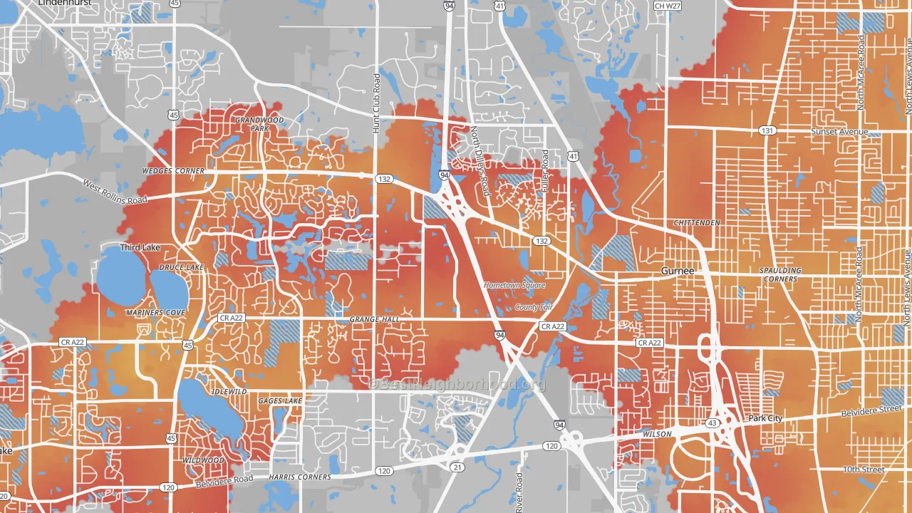 Transit Grade map of Gurnee, IL