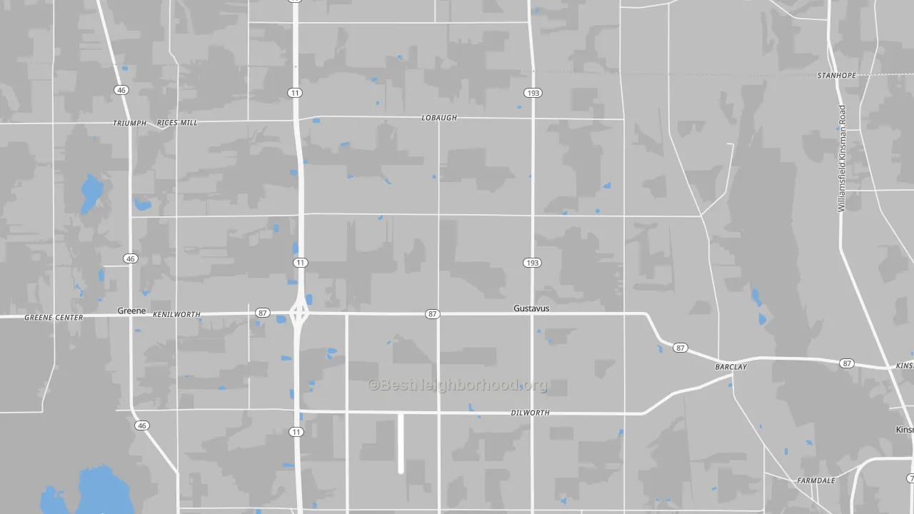 Transit Grade map of Gustavus, OH