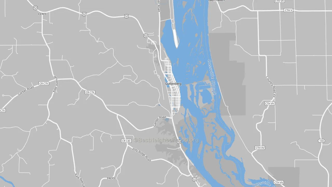 Transit Grade map of Guttenberg, IA