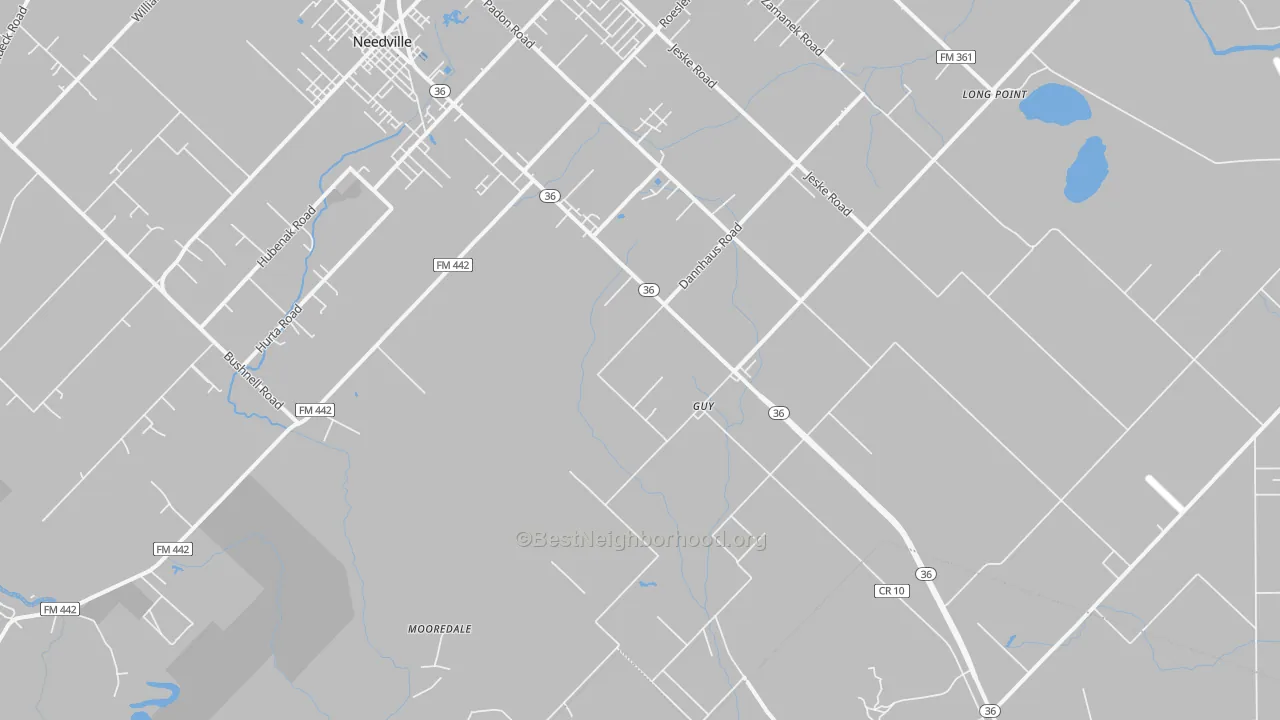 Transit Grade map of Guy, TX