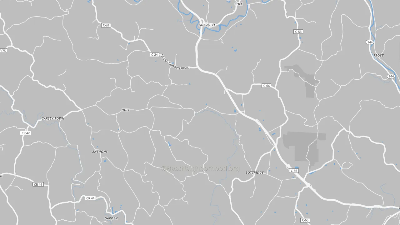 Transit Grade map of Guysville, OH