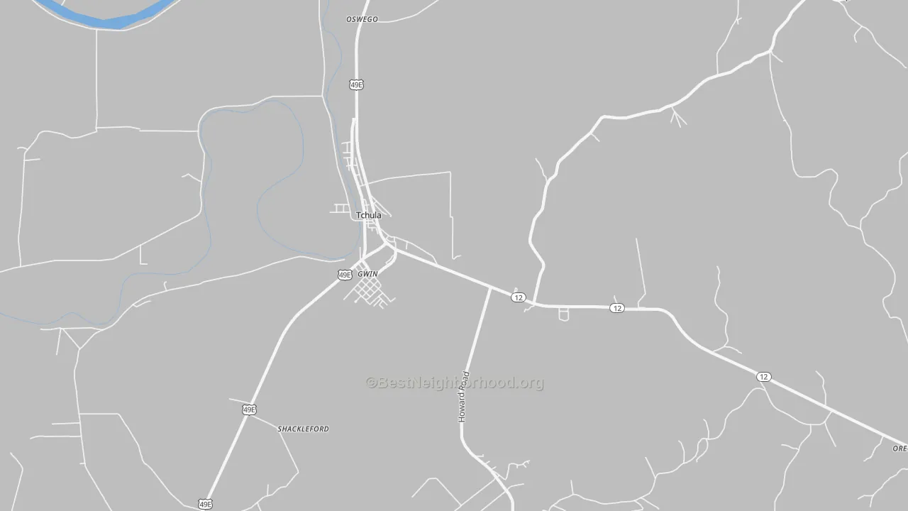Transit Grade map of Gwin, MS