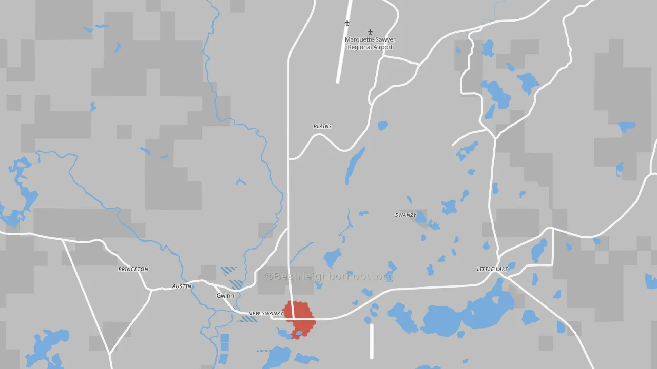 Transit Grade map of Gwinn, MI