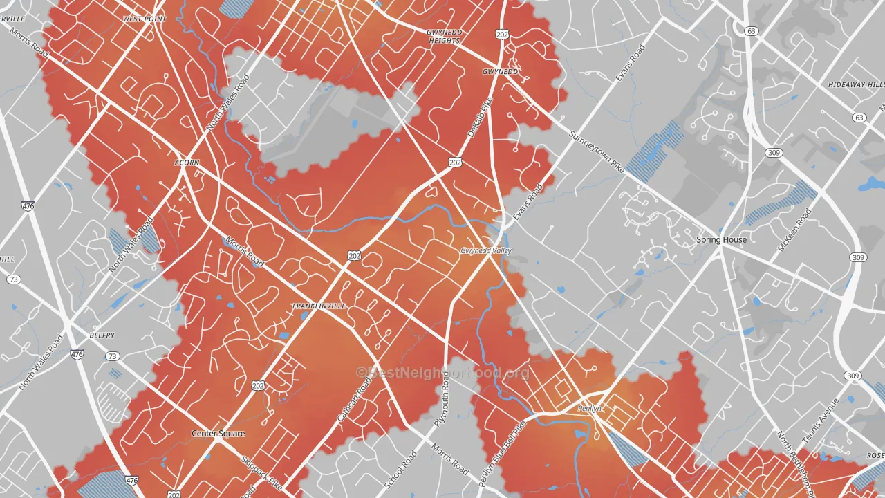 Transit Grade map of Gwynedd Valley, PA