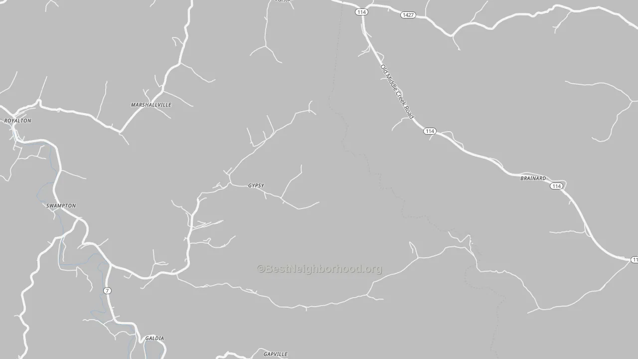 Transit Grade map of Gypsy, KY