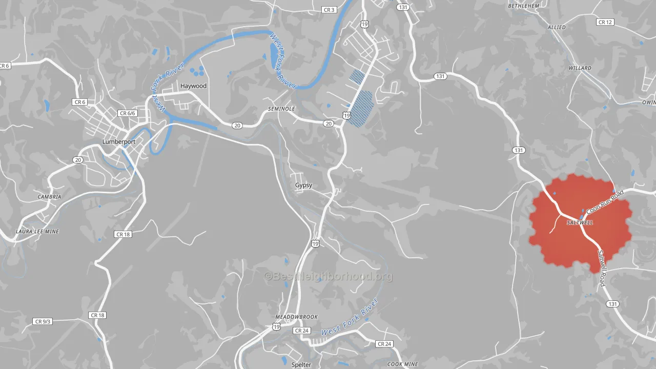 Transit Grade map of Gypsy, WV