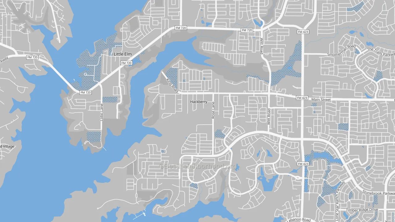 Transit Grade map of Hackberry, TX