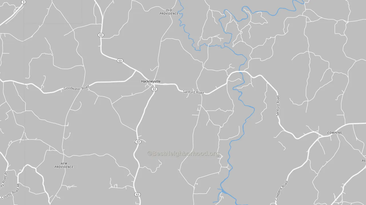 Transit Grade map of Hackneyville, AL