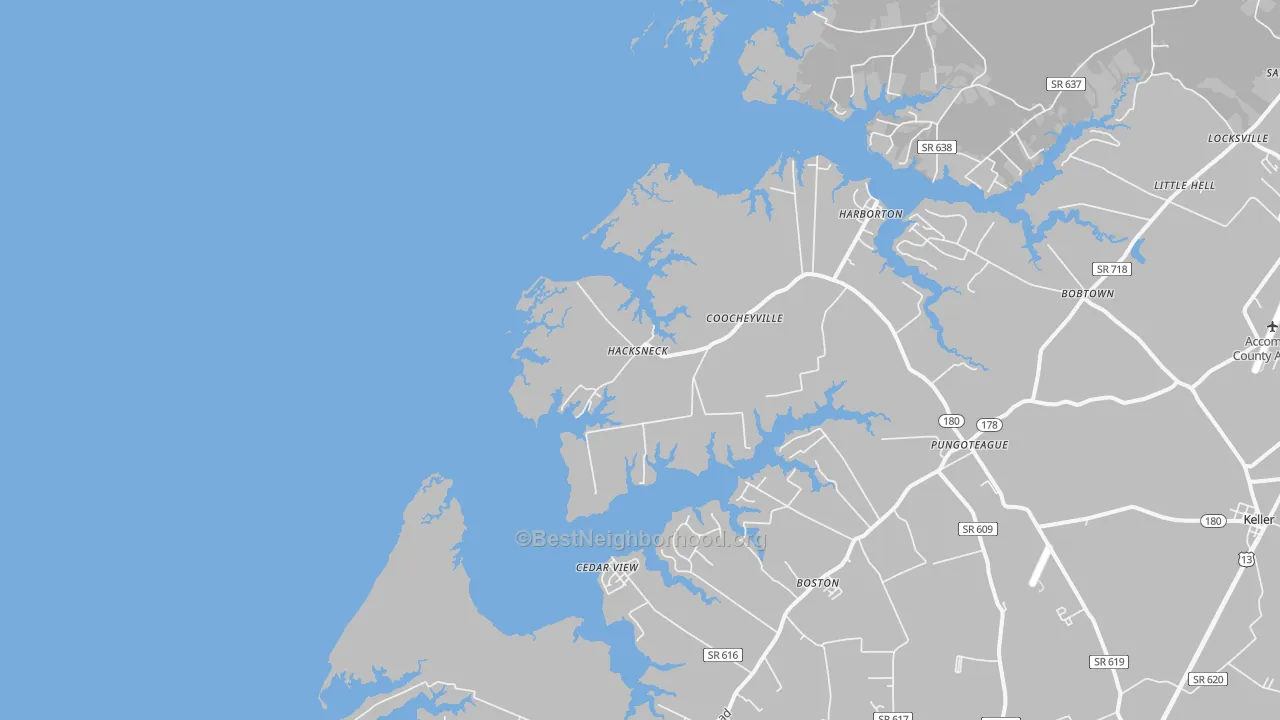 Transit Grade map of Hacksneck, VA