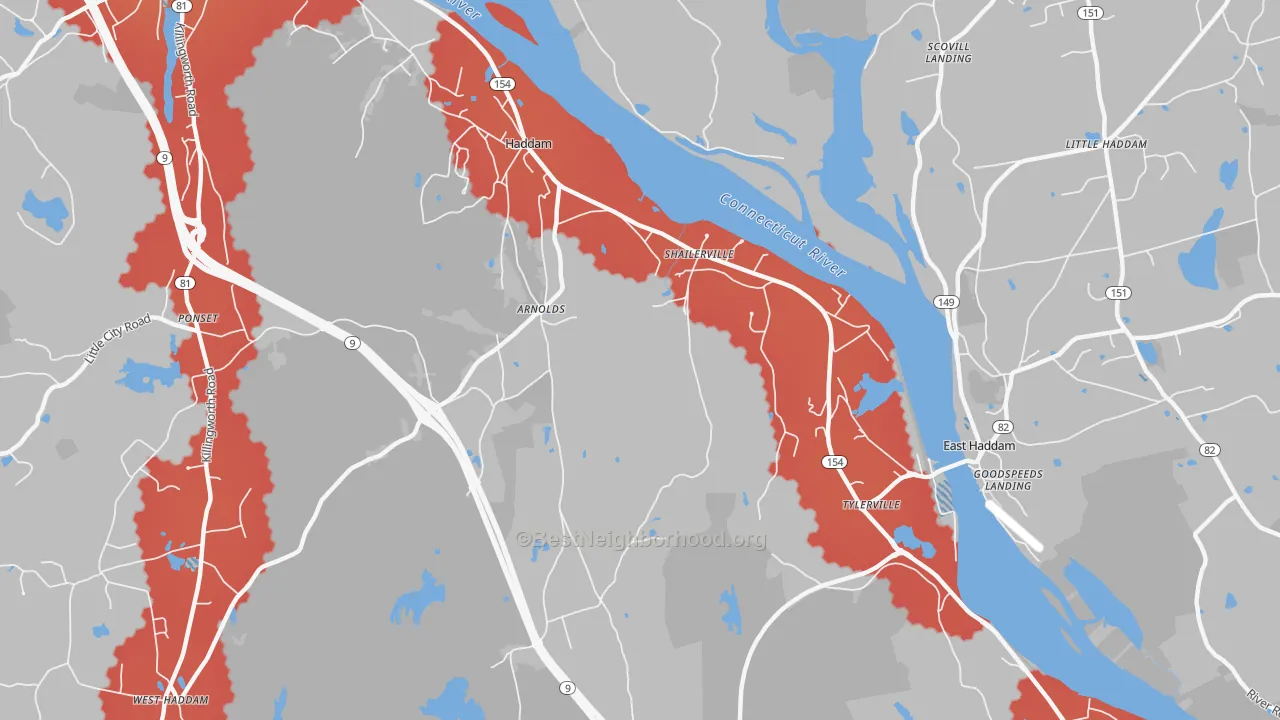 Transit Grade map of Haddam, CT