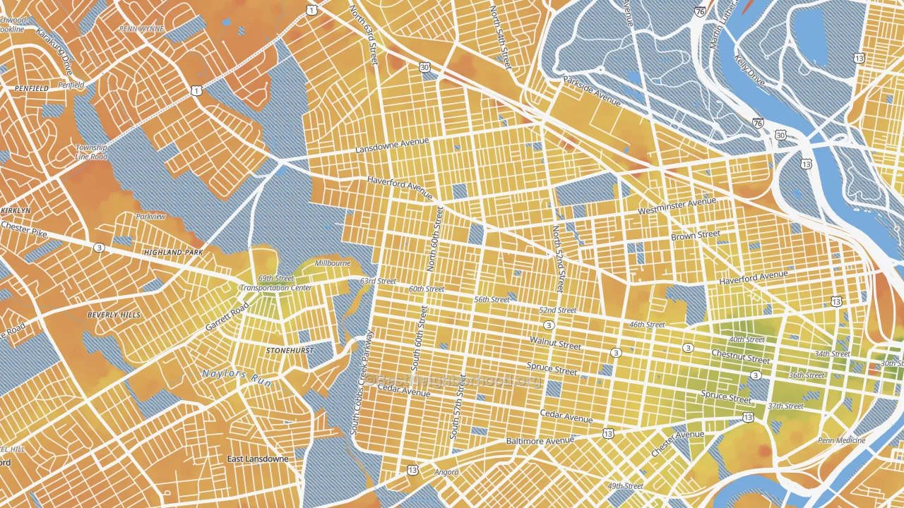 Transit Grade map of Haddington, Philadelphia, PA