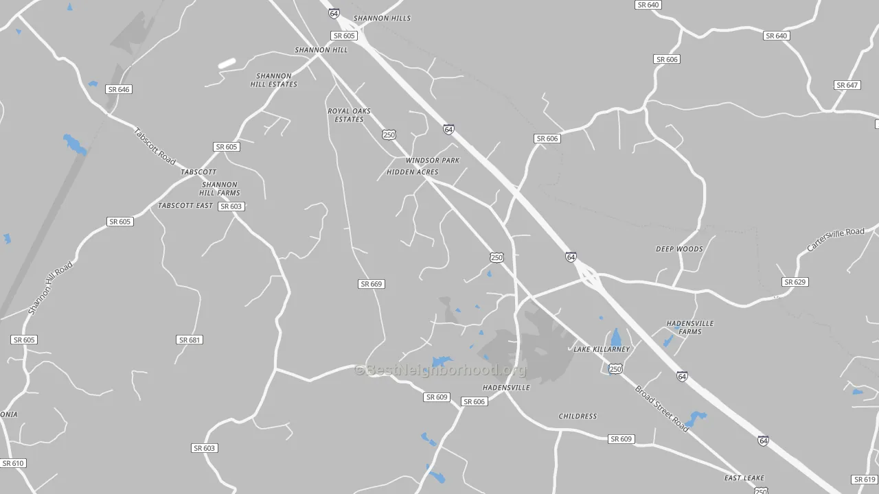 Transit Grade map of Hadensville, VA