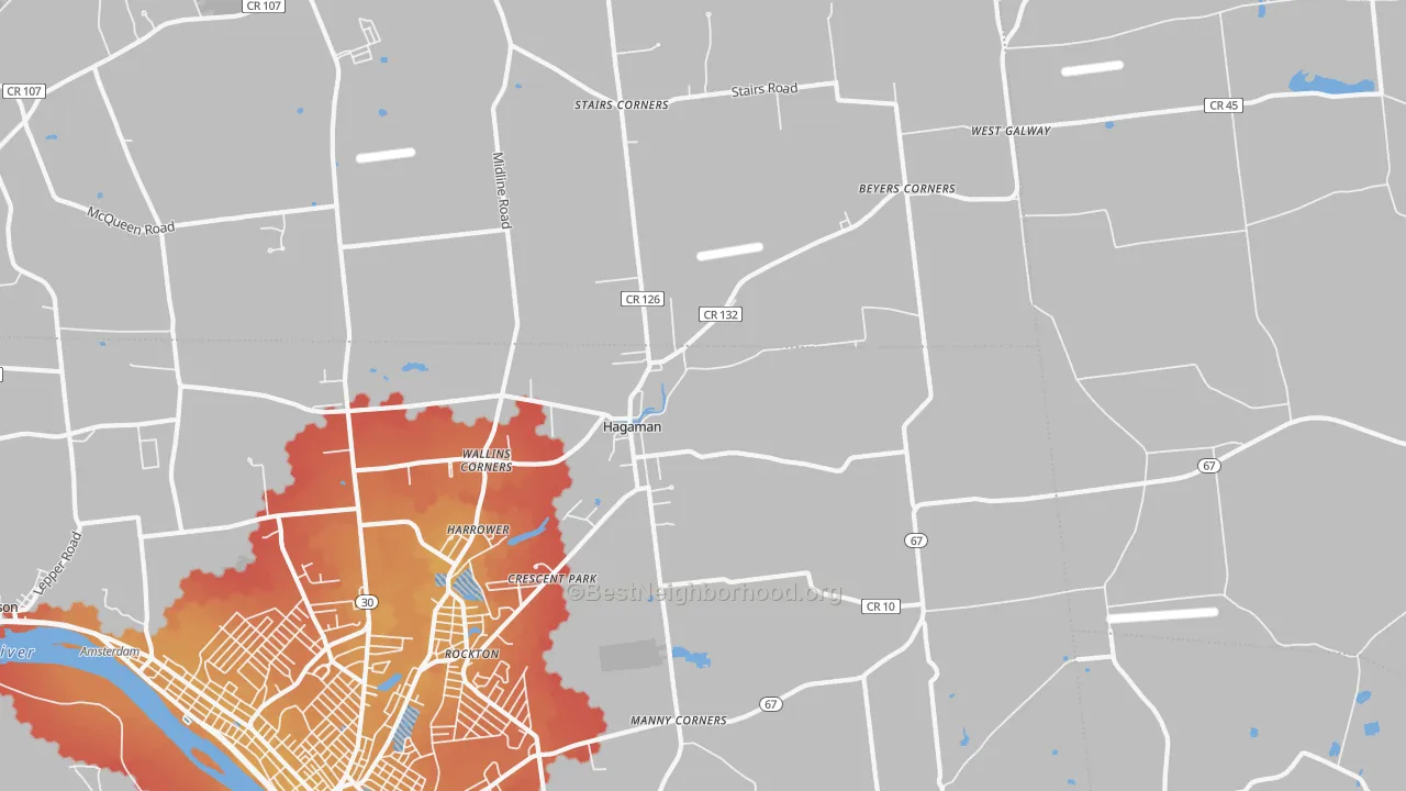 Transit Grade map of Hagaman, NY