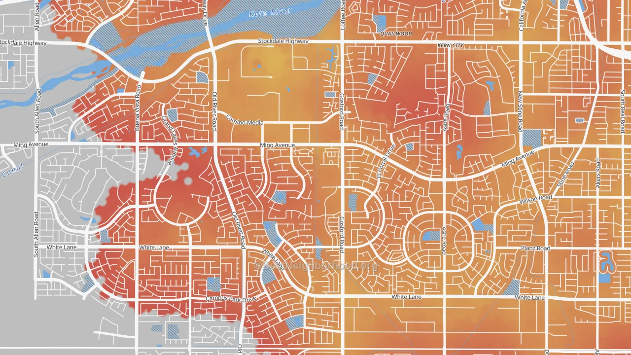 Transit Grade map of Haggin Oaks, Bakersfield, CA