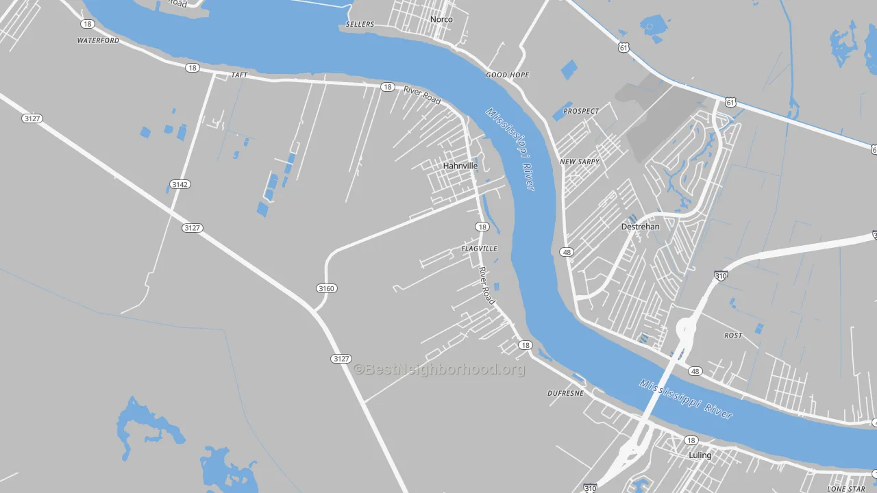 Transit Grade map of Hahnville, LA