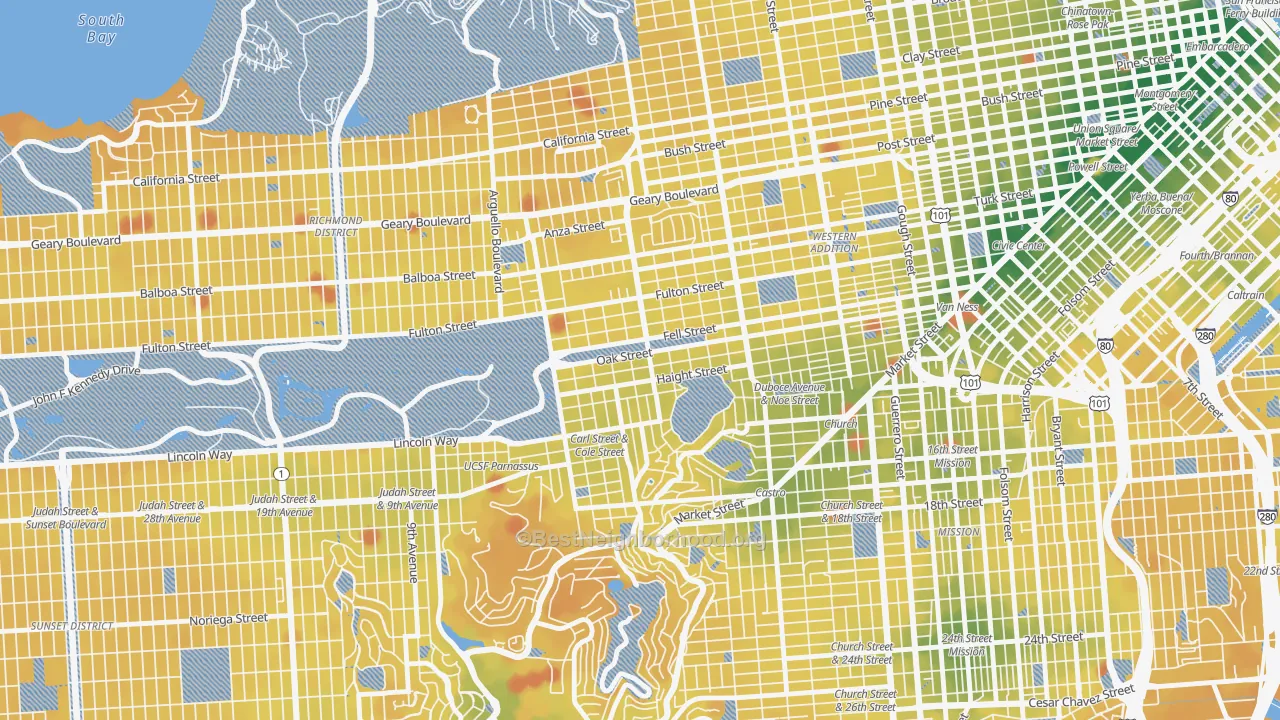 Transit Grade map of Haight-Ashbury, San Francisco, CA