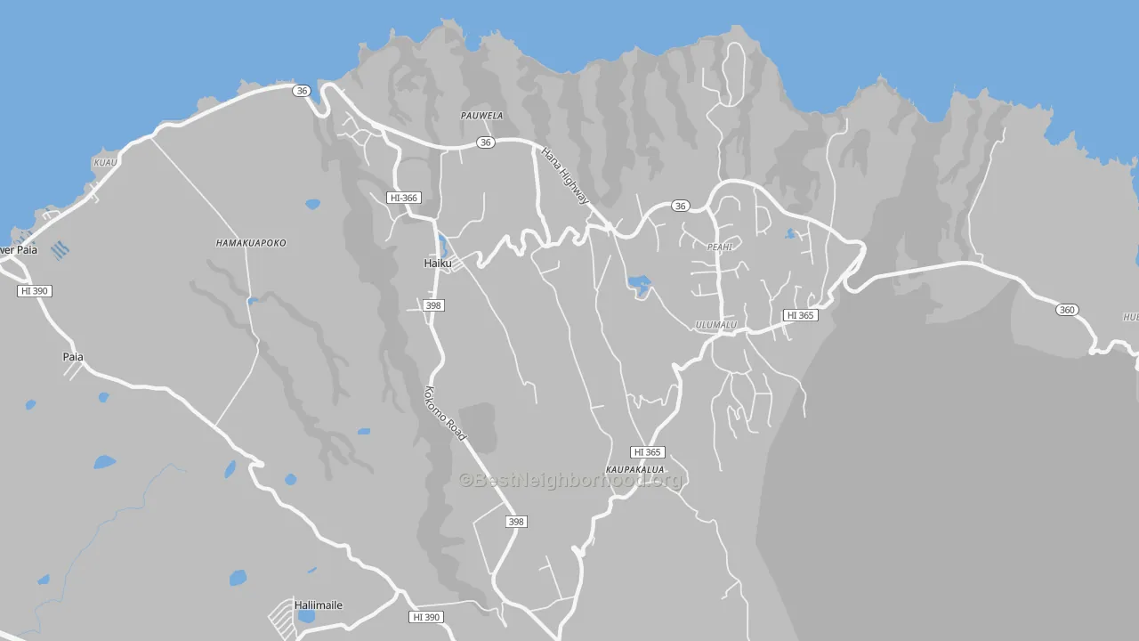 Transit Grade map of Haiku-Pauwela, HI