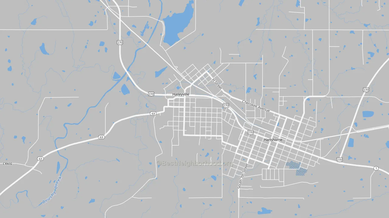 Transit Grade map of Haileyville, OK