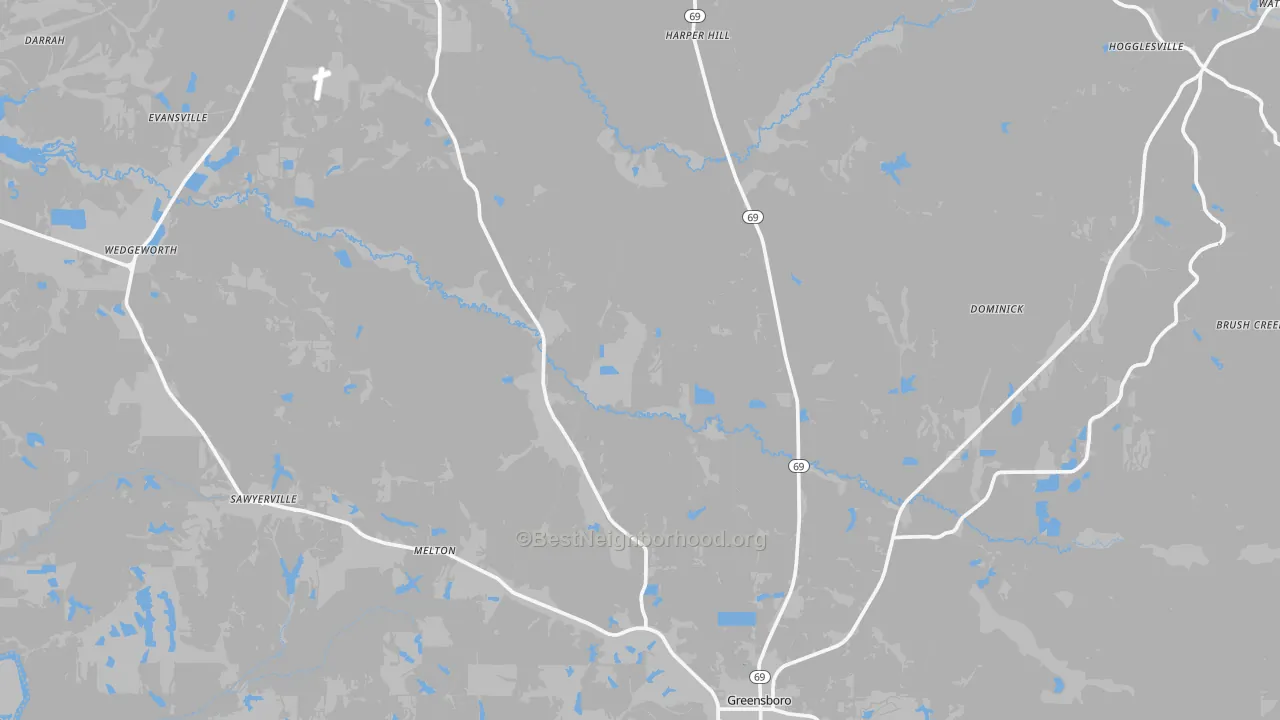 Transit Grade map of Hale County, AL