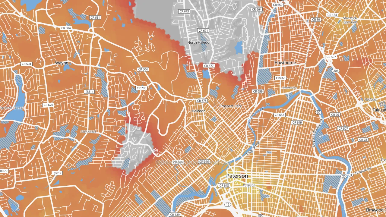 Transit Grade map of Haledon, NJ