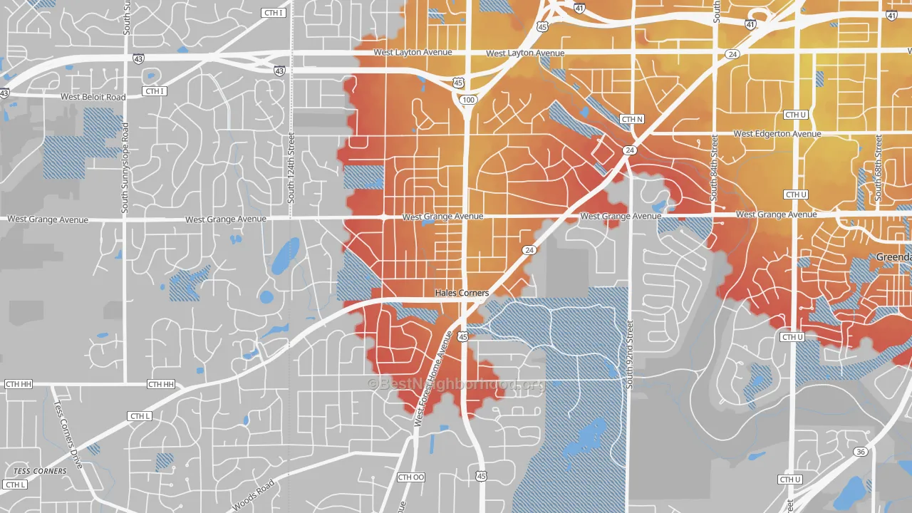 Transit Grade map of Hales Corners, WI